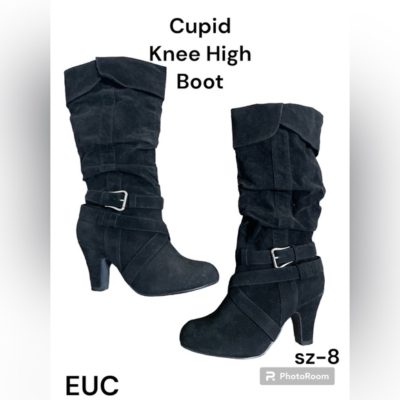 Qupid Knee High Heeled Boots - Picture 1 of 4